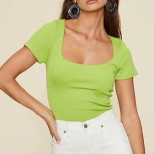 LPA Lime green scoop neck top
